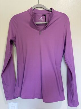 Antigua Women's Purple Quarter-Zip Ribbed Performance Top